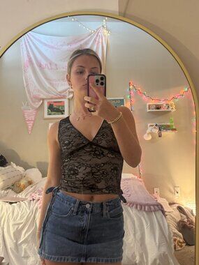 Princess Polly lace black v neck top